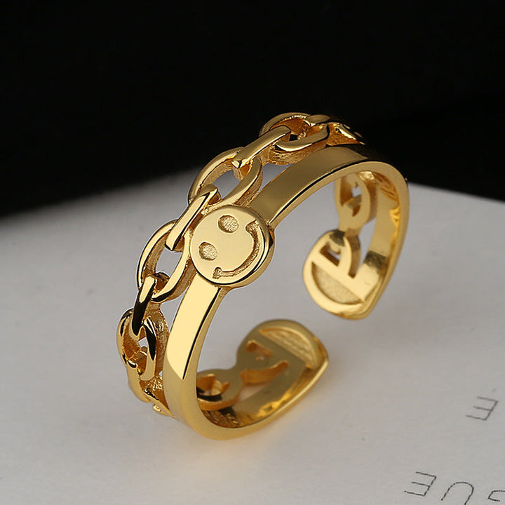 Ladies Open Ring with Playful Chain Design Nin Boutique