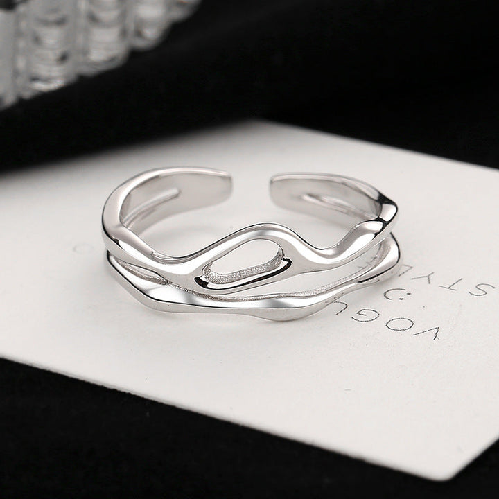 Women's Open Ring with Unique Wave Structure and Elegant Design Nin Boutique