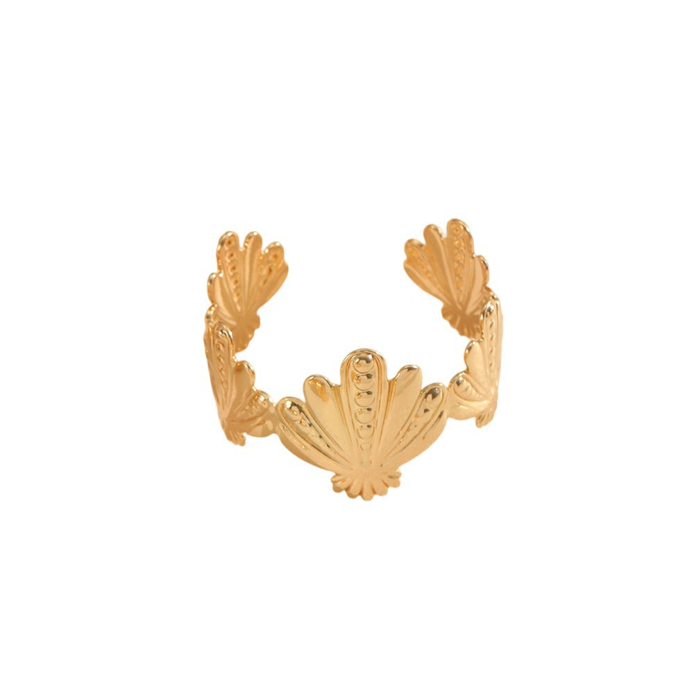 Women Open Bangle with Artistic Shell Design Nin Boutique