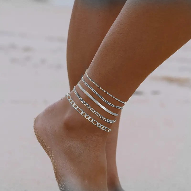 Women's multilayer ankle bracelet made of high-quality stainless steel Nin Boutique