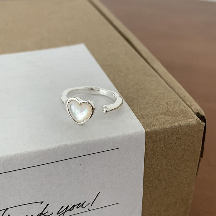 Women's Open Ring with Heart-Shaped Pearl Motif Nin Boutique