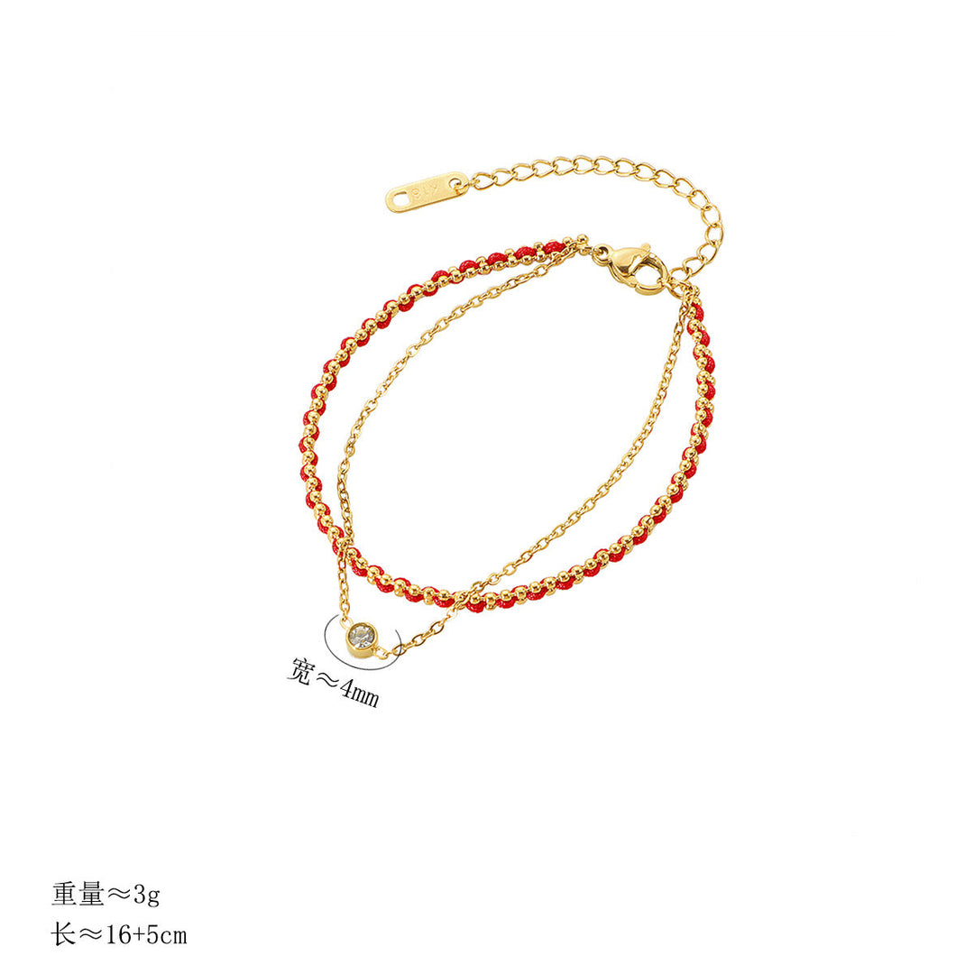 Women's anklet with sparkling zirconia and red crystal Nin Boutique