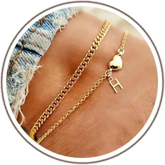 Ladies ankle bracelet with heart-shaped and initialized charm Nin Boutique