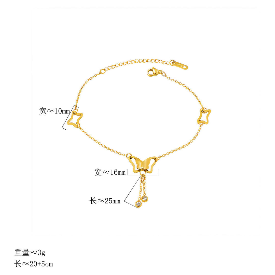Ladies ankle bracelet with intricate butterfly design and sparkling accents Nin Boutique