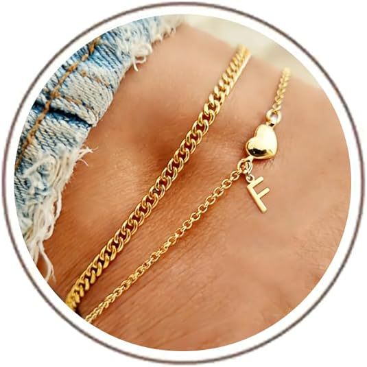 Ladies ankle bracelet with heart-shaped and initialized charm Nin Boutique