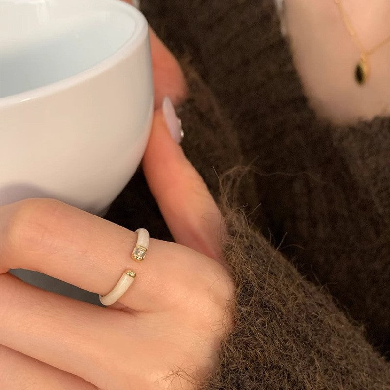 Women's Open Ring with Elegant Pearl Design and Sparkling Stone Nin Boutique