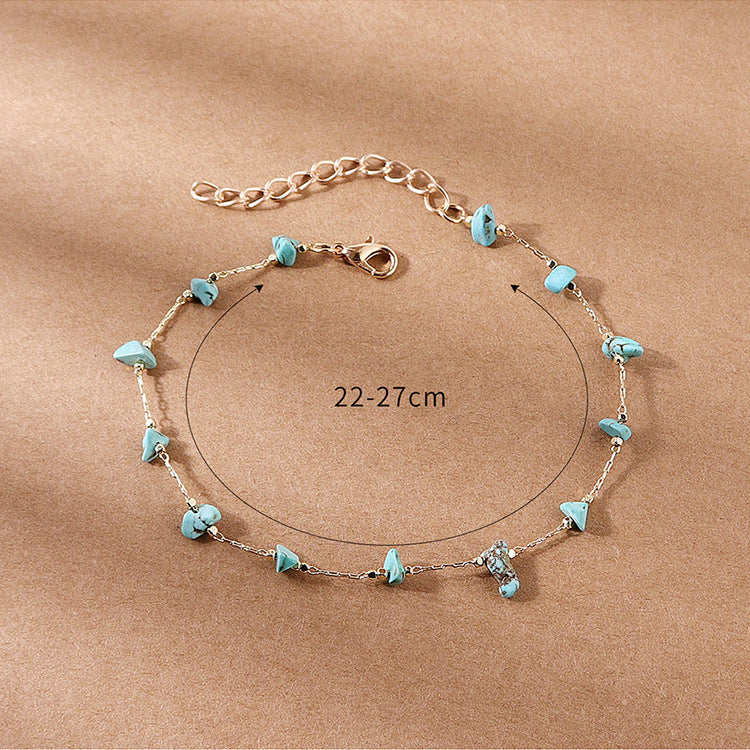 Women anklets with natural gemstone decor and fine link design Nin Boutique
