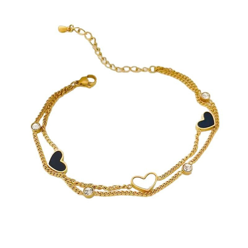 Women's anklet with elegant heart design and sparkling zirconia elements Nin Boutique