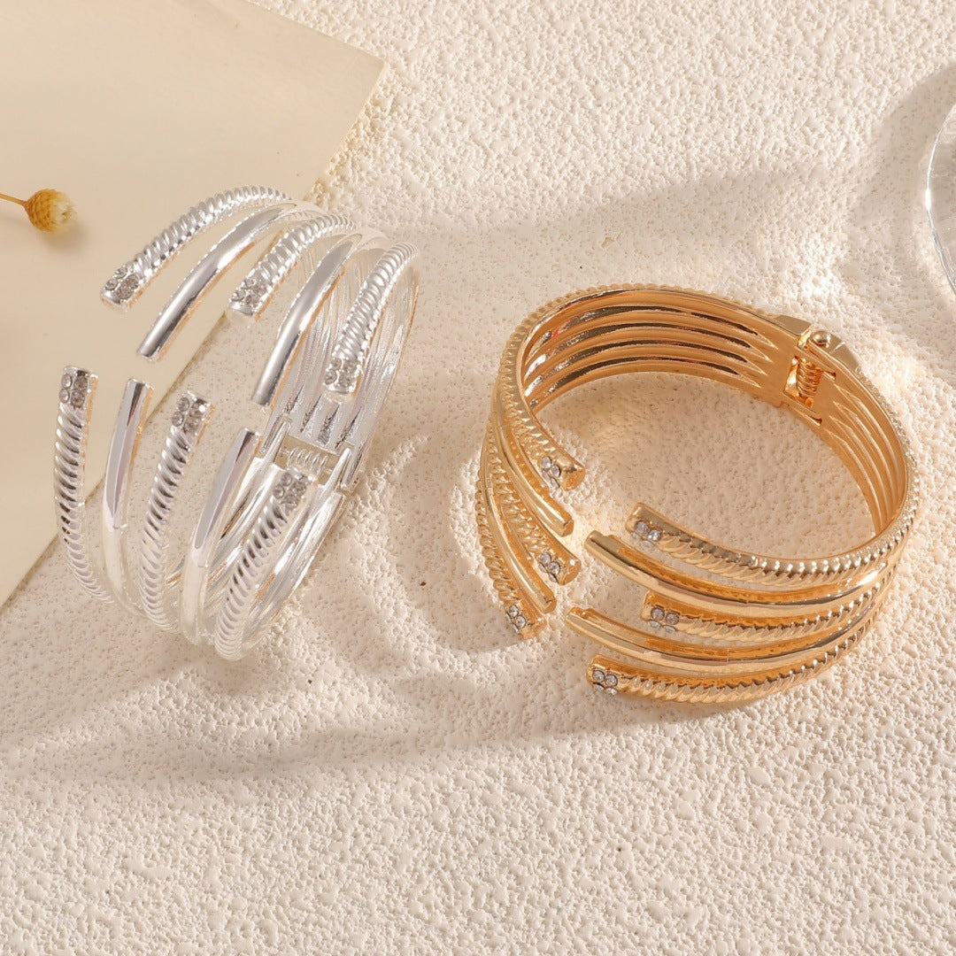Ladies Open Bracelet with Modern, Layered Design Nin Boutique