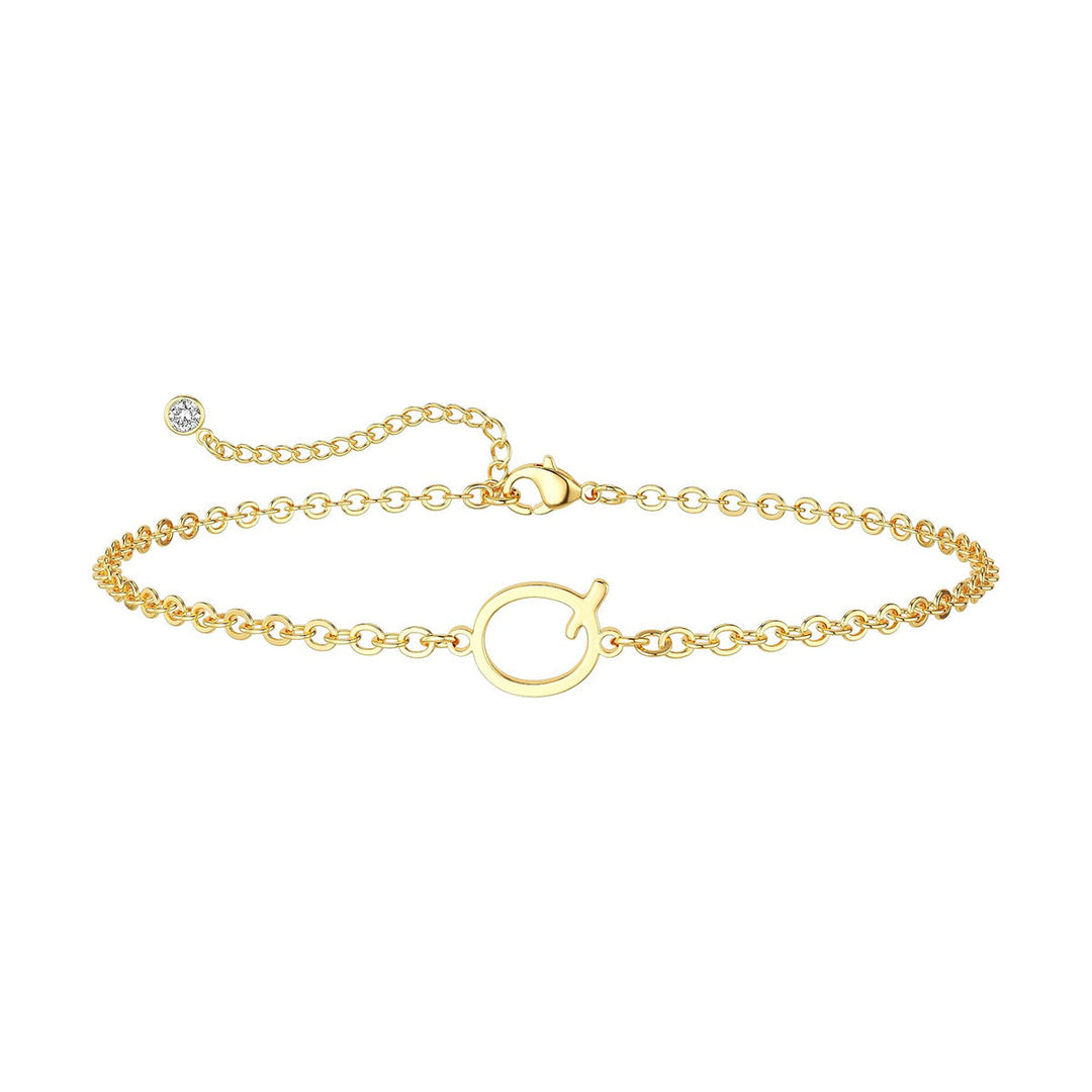 Women’s ankle bracelet with personalized initial and sparkling zirconia detail Nin Boutique