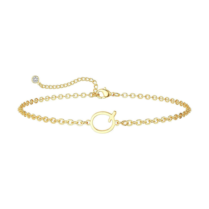 Women’s ankle bracelet with personalized initial and sparkling zirconia detail Nin Boutique