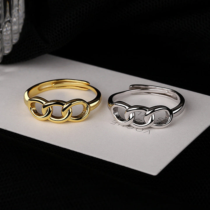 Women's ring with modern chain design and glossy surface Nin Boutique