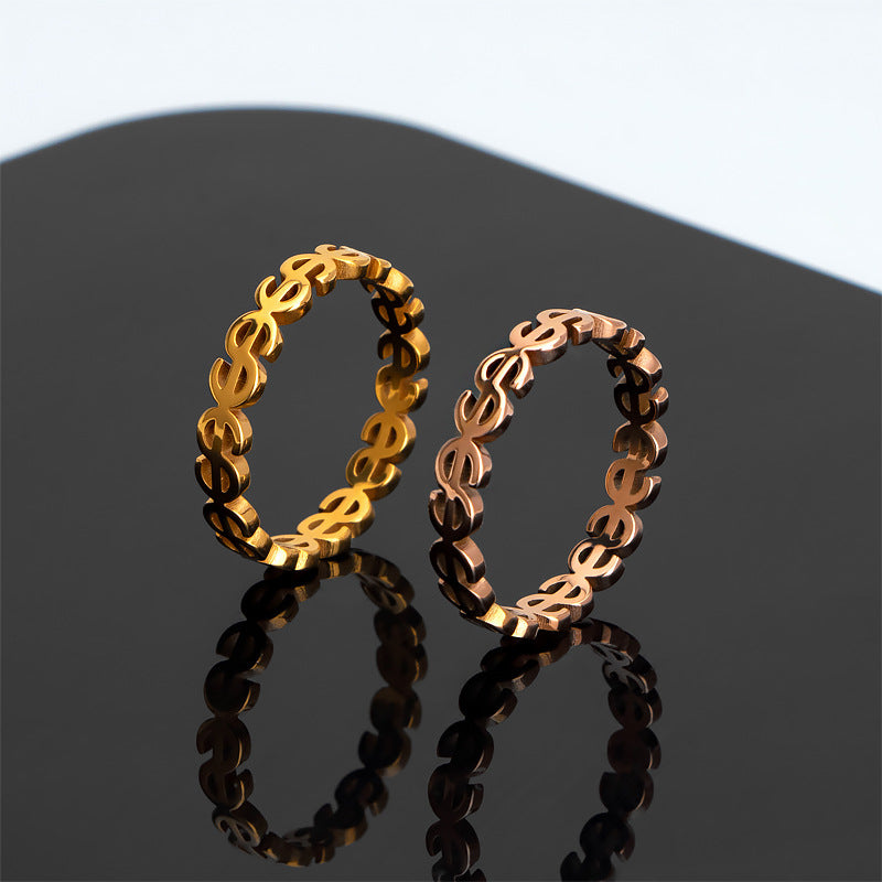 Women's Ring with Modern Dollar Sign Design Nin Boutique