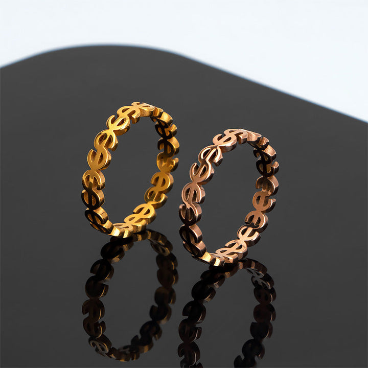 Women's Ring with Modern Dollar Sign Design Nin Boutique