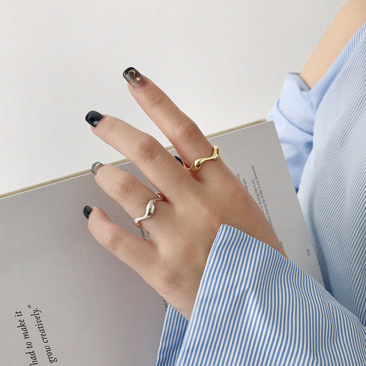 Women's Open, Sculptural Ring made of High-Quality Stainless Steel Nin Boutique