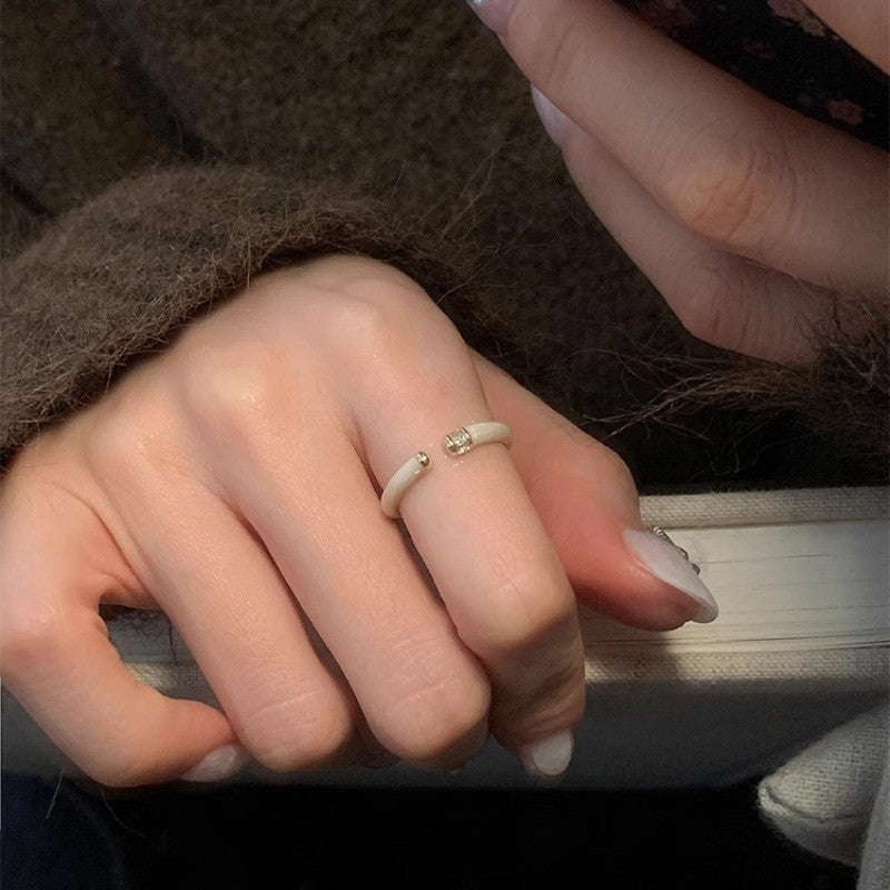 Women's Open Ring with Elegant Pearl Design and Sparkling Stone Nin Boutique