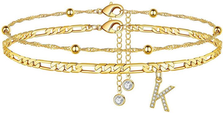 Women’s anklet with personalized pendant and sparkling zirconia elements Nin Boutique