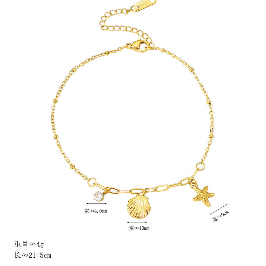 Women's ankle bracelet with playful shell and star pendants Nin Boutique