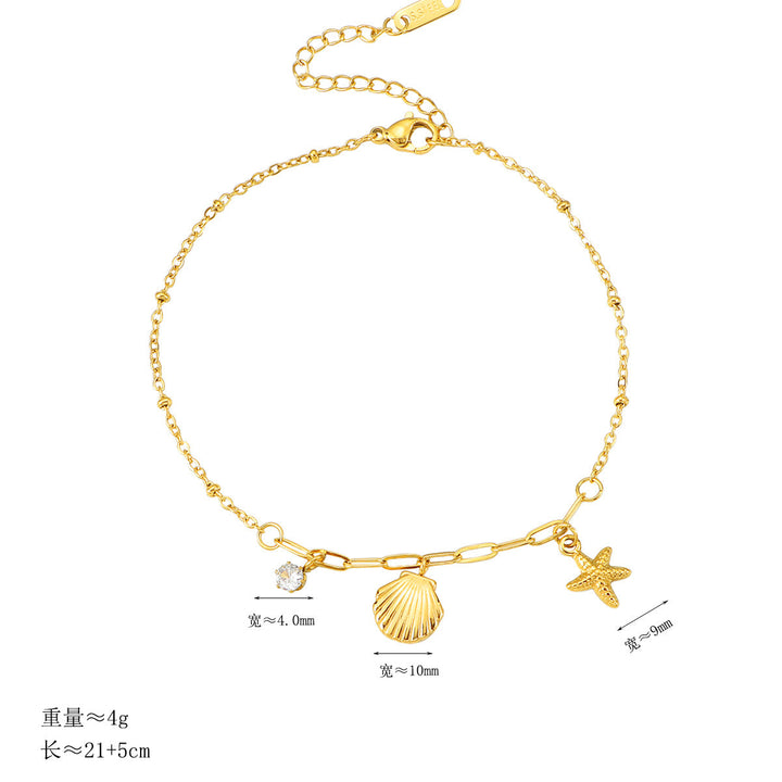 Women's ankle bracelet with playful shell and star pendants Nin Boutique