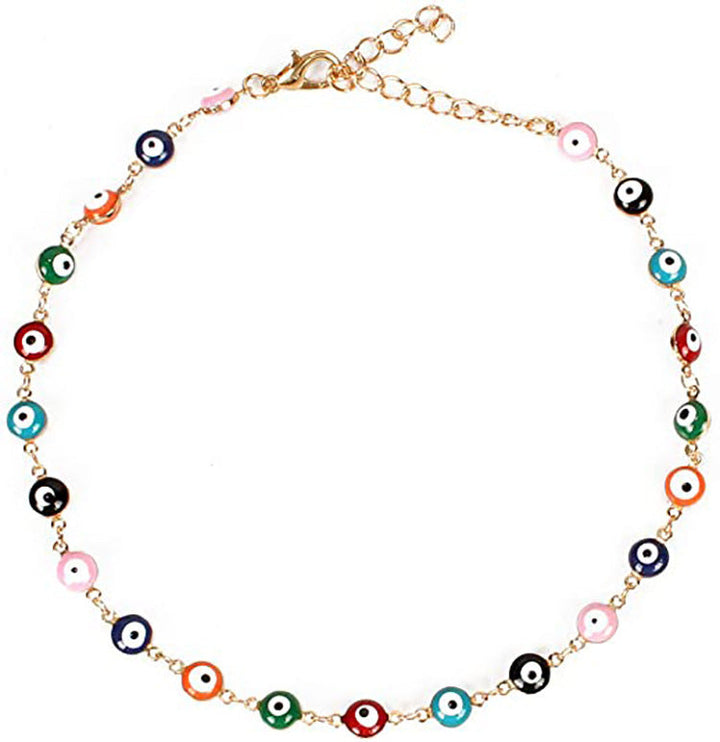 Ladies anklet with colorful protective eyes and delicate chain design Nin Boutique
