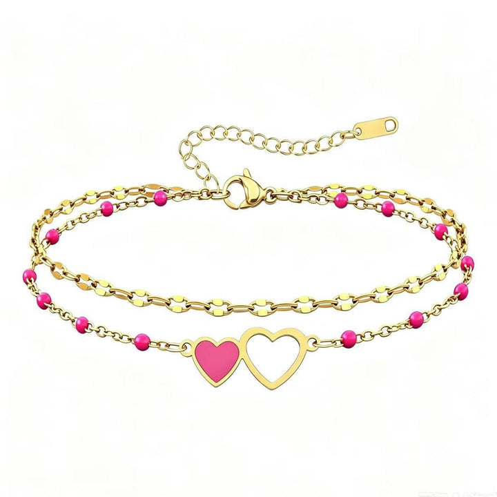 Ladies anklet with heartwarming pendant and colorful beads Nin Boutique
