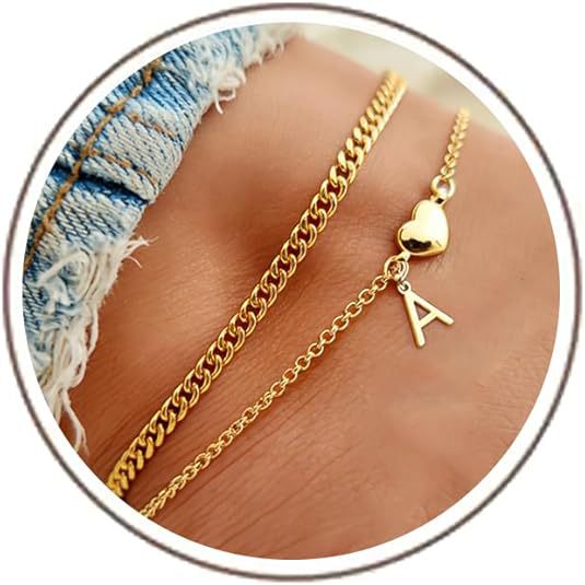Ladies ankle bracelet with heart-shaped and initialized charm Nin Boutique