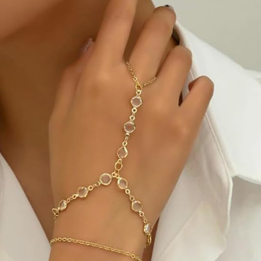 Ladies delicate ankle bracelet with elegant link and crystal accents Nin Boutique