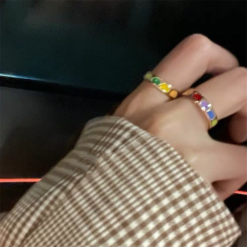 Ladies Open Ring with Colorful Hearts Nin Boutique