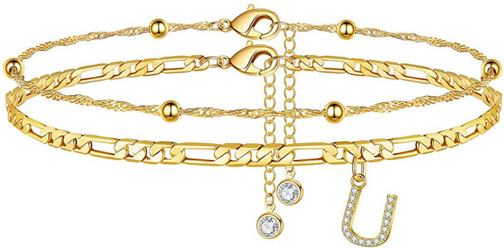 Women’s anklet with personalized pendant and sparkling zirconia elements Nin Boutique