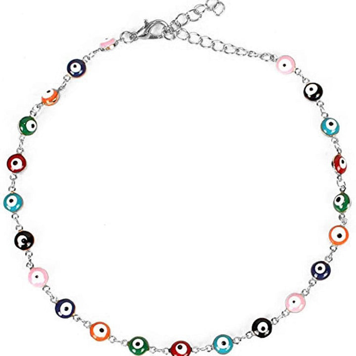 Ladies anklet with colorful protective eyes and delicate chain design Nin Boutique