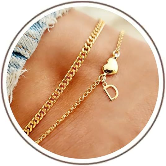 Ladies ankle bracelet with heart-shaped and initialized charm Nin Boutique