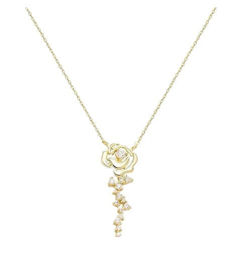 Women's necklace with delicate rose pendant and sparkling accents Nin Boutique