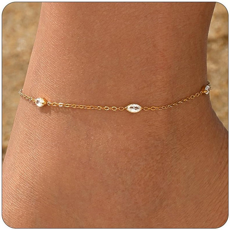 Women's anklet with a delicate design and sparkling zirconia Nin Boutique