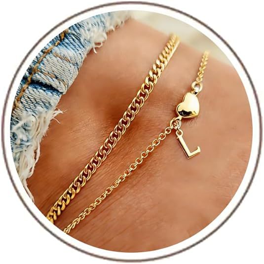 Ladies ankle bracelet with heart-shaped and initialized charm Nin Boutique