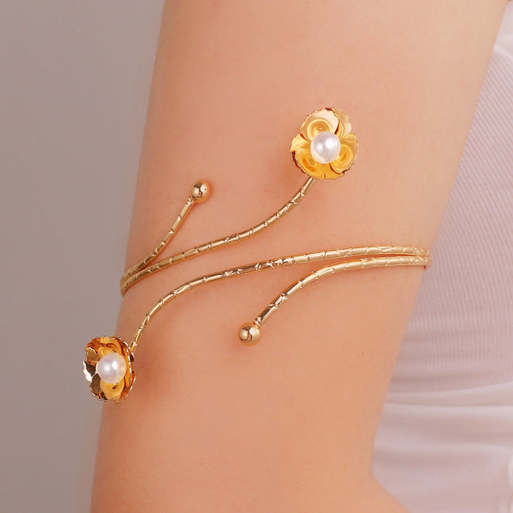 Women Open Cuff with Floral Accents Nin Boutique