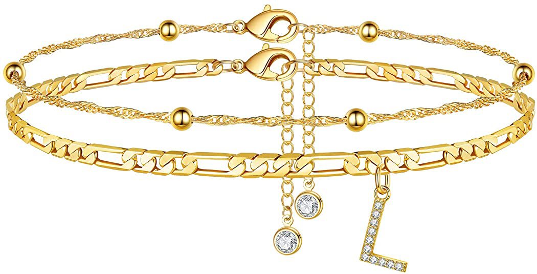 Women’s anklet with personalized pendant and sparkling zirconia elements Nin Boutique