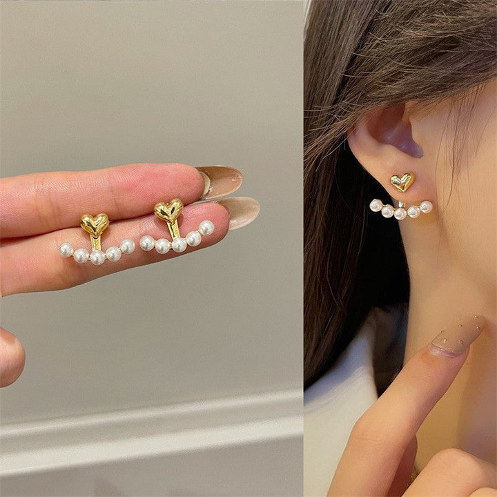 Women's earrings with playful heart and pearl pattern Nin Boutique