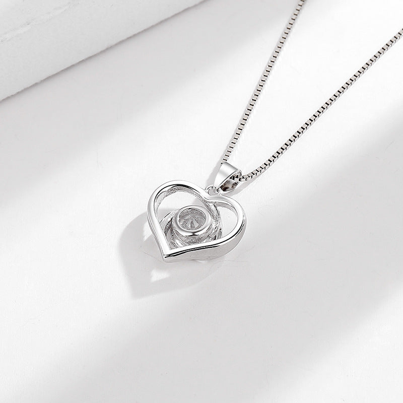 Women's necklace with sparkling heart and purple stone Nin Boutique