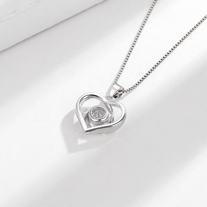 Women's necklace with sparkling heart and purple stone Nin Boutique