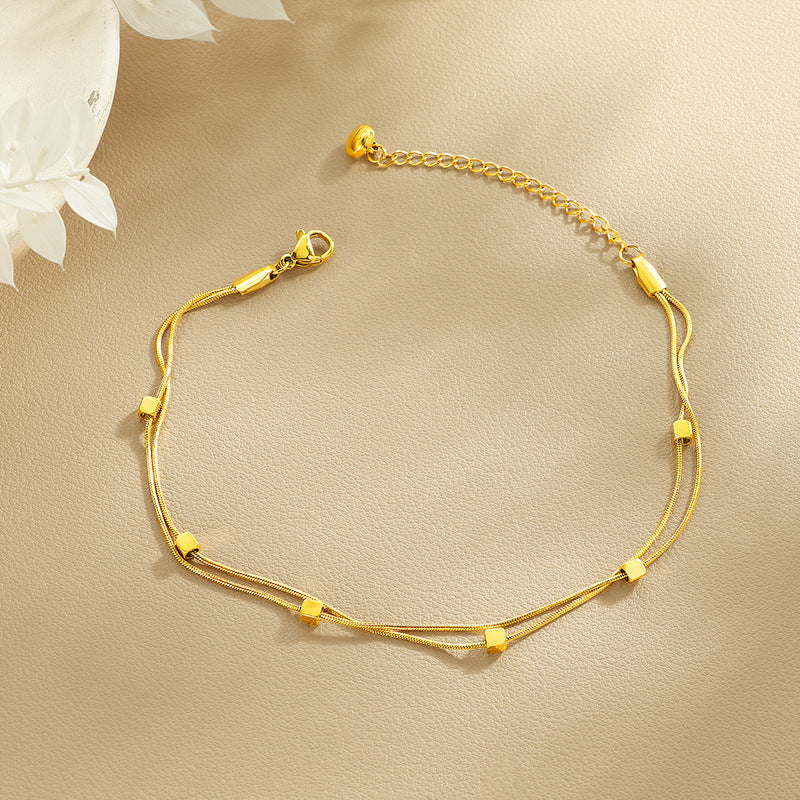 Women elegant ankle bracelet with geometric accents Nin Boutique