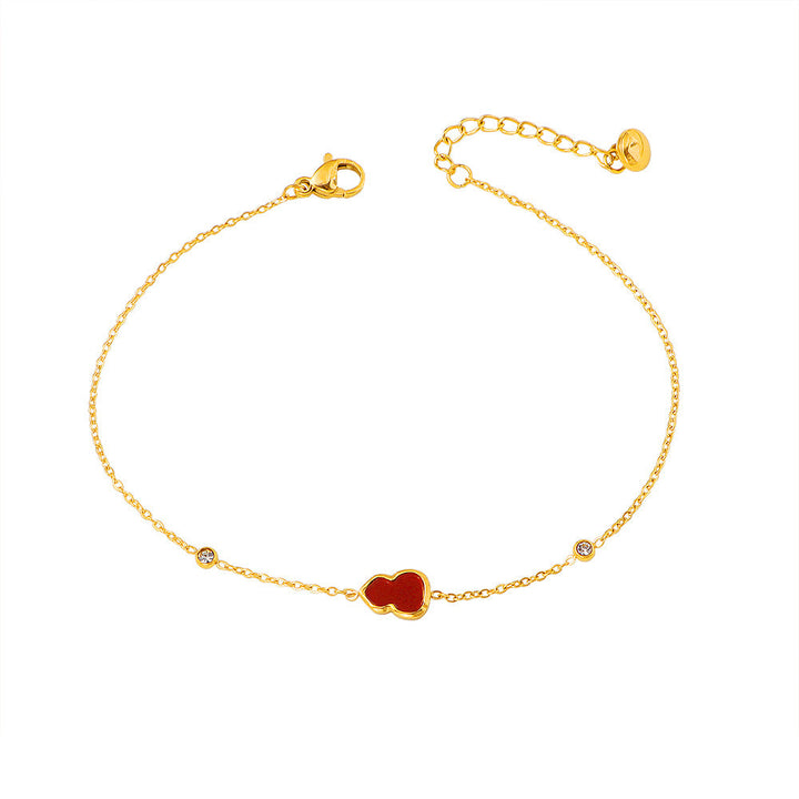 Ladies delicate anklet with red heart and sparkling crystal accents Nin Boutique