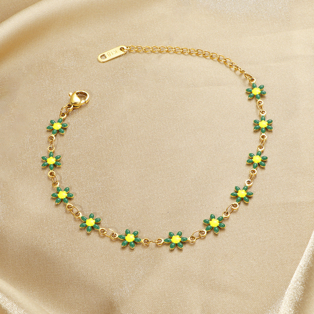 Women's Flower Charm Link Anklet Nin Boutique