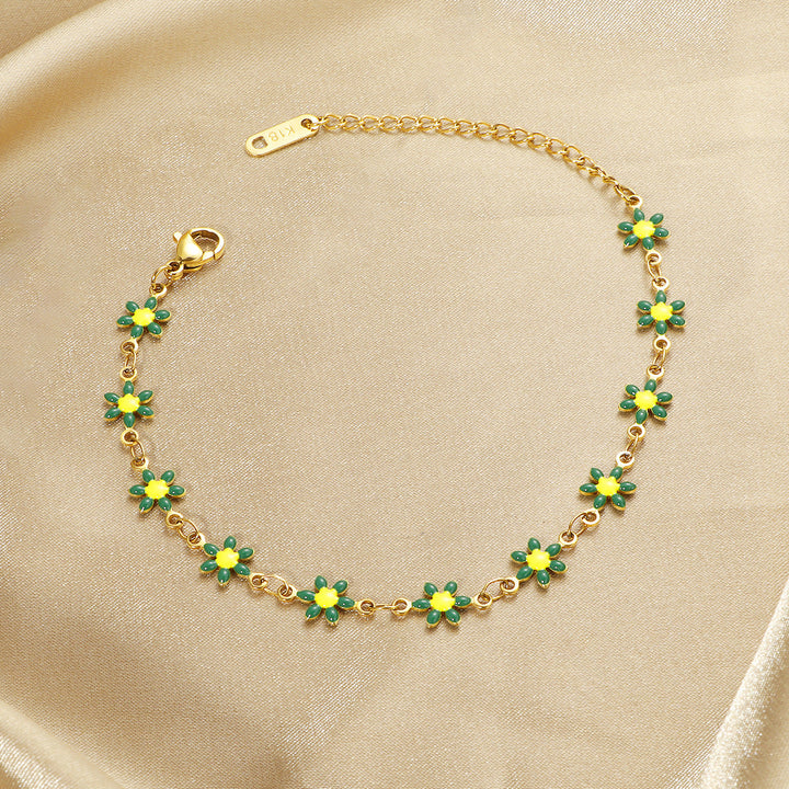 Women's Flower Charm Link Anklet Nin Boutique
