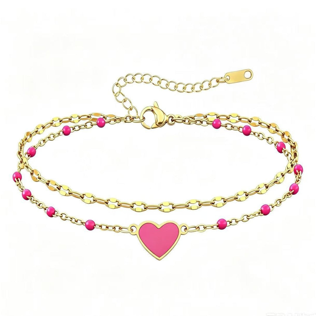 Ladies anklet with heartwarming pendant and colorful beads Nin Boutique