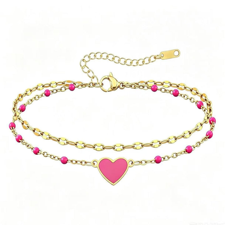 Ladies anklet with heartwarming pendant and colorful beads Nin Boutique