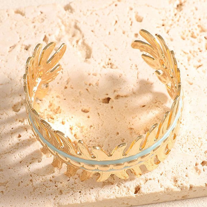 Women Open Bangle in Elegant Leaf Design Nin Boutique