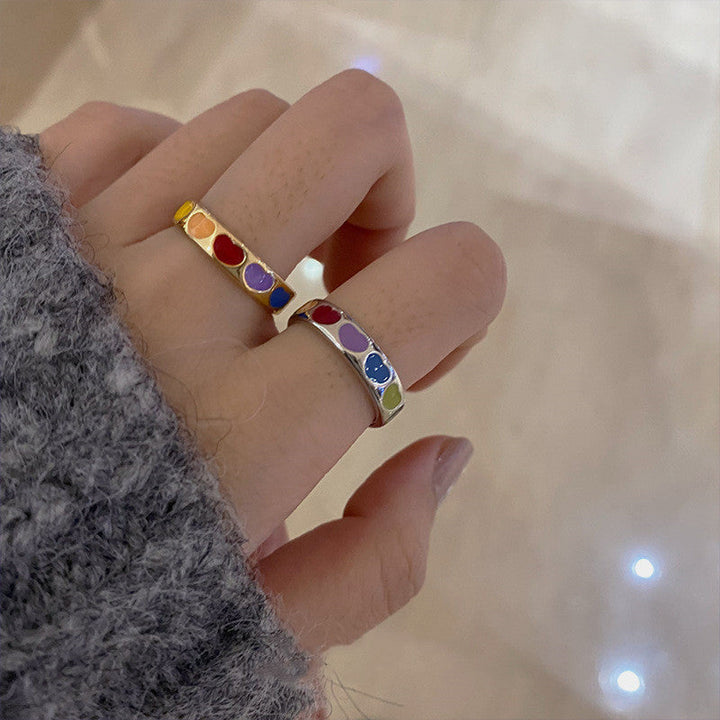 Ladies Open Ring with Colorful Hearts Nin Boutique