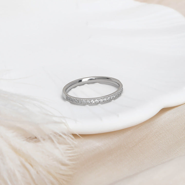 Ladies delicate ring with sparkling zirconia stones Nin Boutique