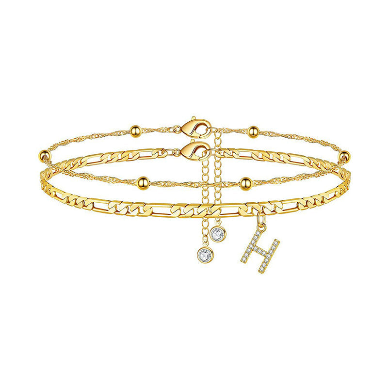 Women’s anklet with personalized pendant and sparkling zirconia elements Nin Boutique