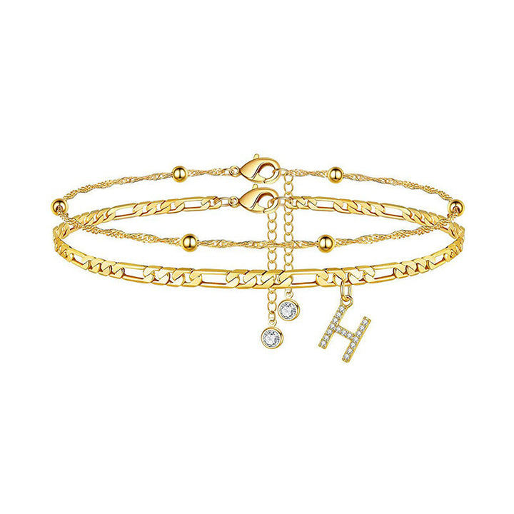 Women’s anklet with personalized pendant and sparkling zirconia elements Nin Boutique